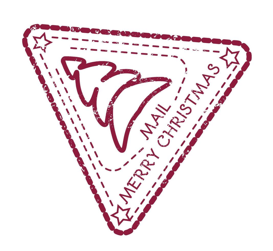 Red Christmas Tree Stamp vector