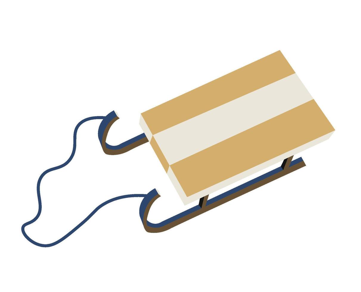 Simple Wooden Winter Sled vector