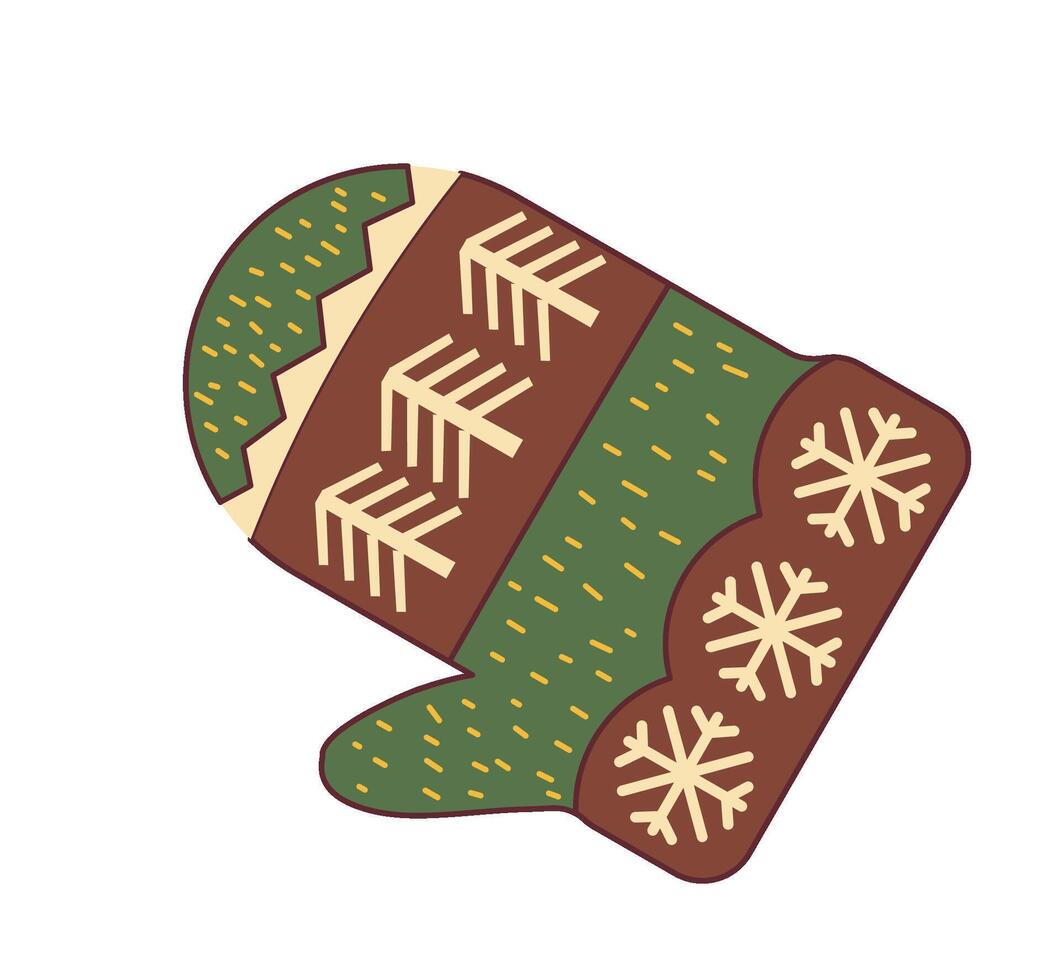Vintage Winter Mitten Isolated vector
