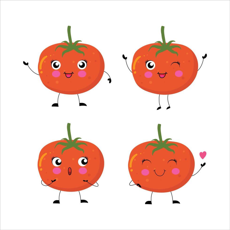 tomato cute set illustration vector