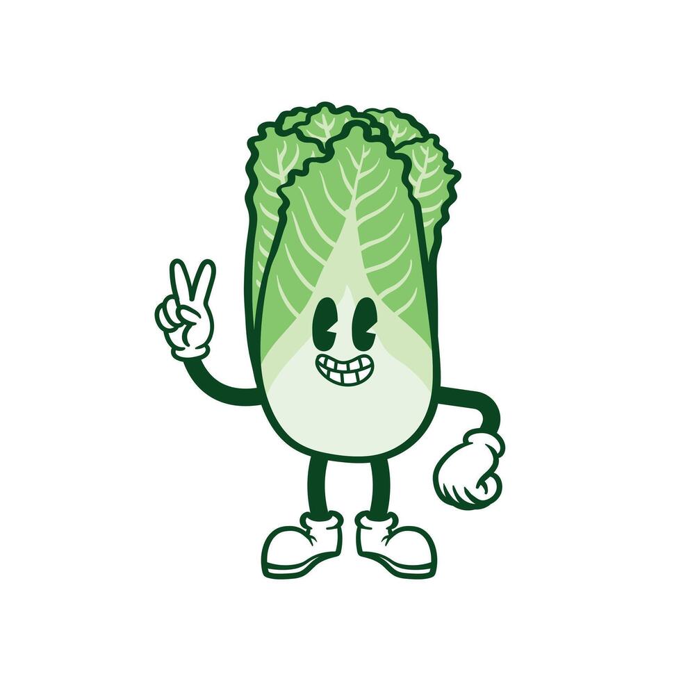 chinese cabbage groovy style vector