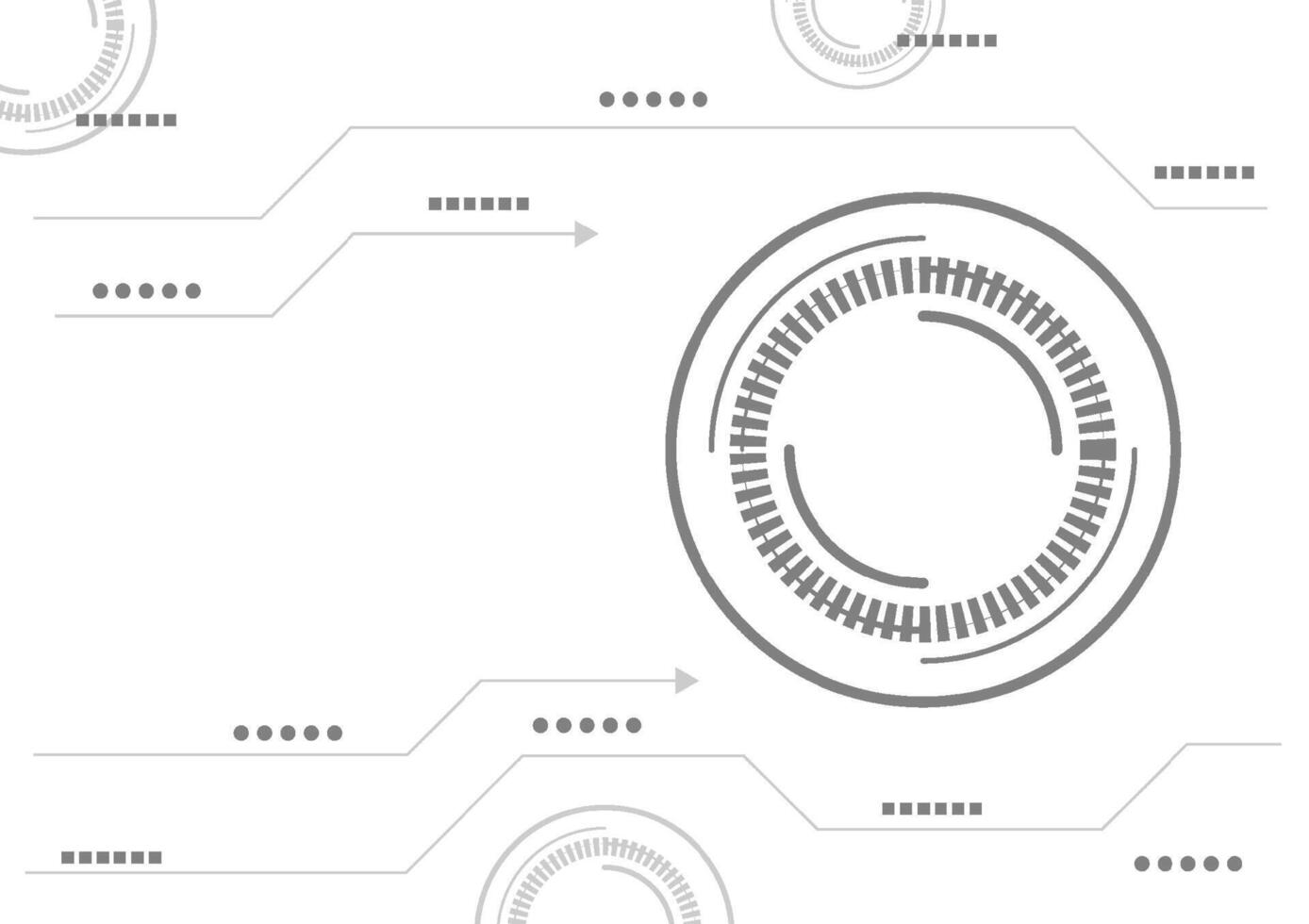 Futuristic gray tech circle with line and element on white abstract technology background. vector