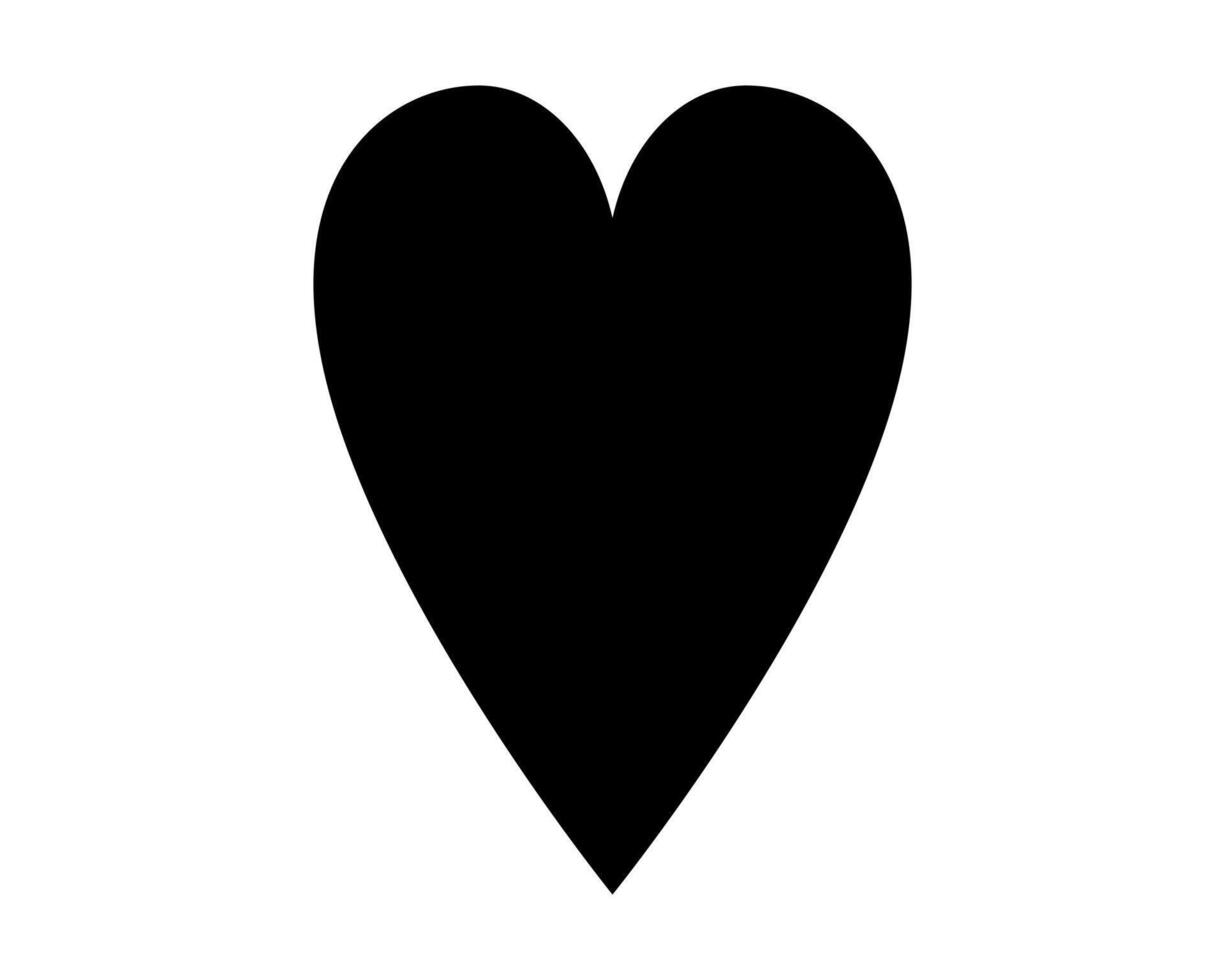 Love heart icon black silhouette isolated on white background. vector
