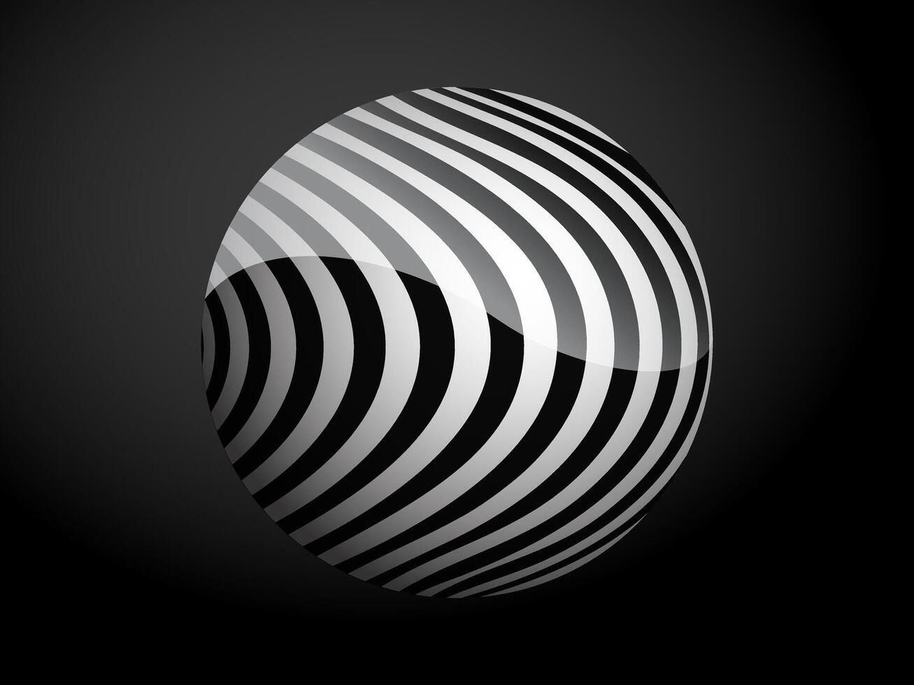 Abstract pattern cover black and white 3D ball. illustration on dark background. vector