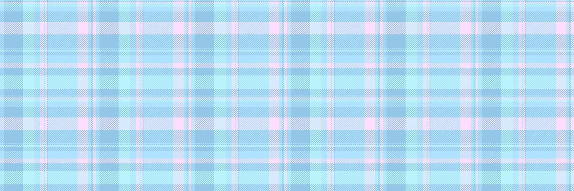 Dye plaid tartan pattern, famous fabric background seamless. Micro textile texture check in cyan and light colors. vector