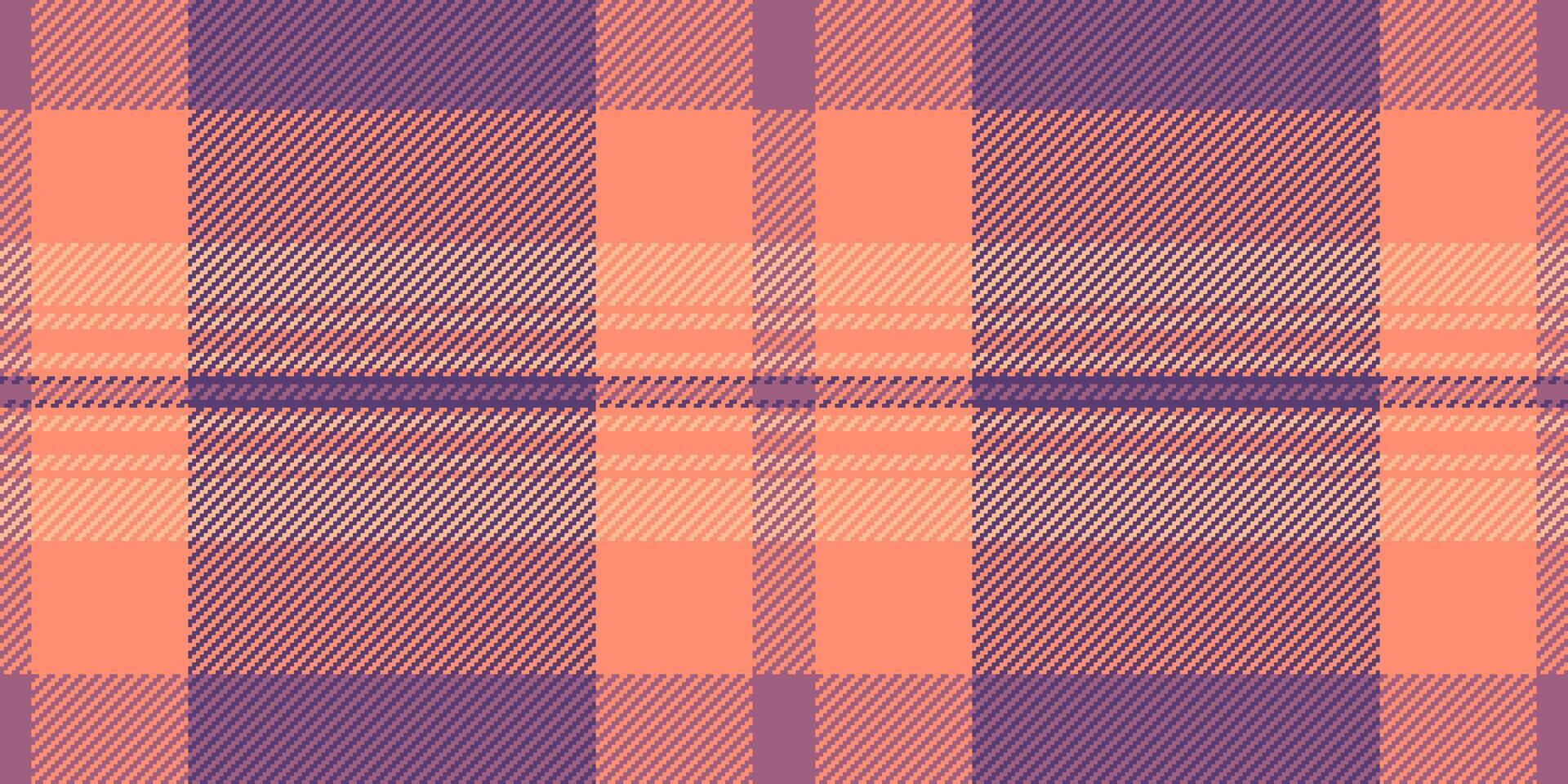 Close up seamless fabric texture, satin pattern textile . Trendy background tartan check plaid in violet and red colors. vector