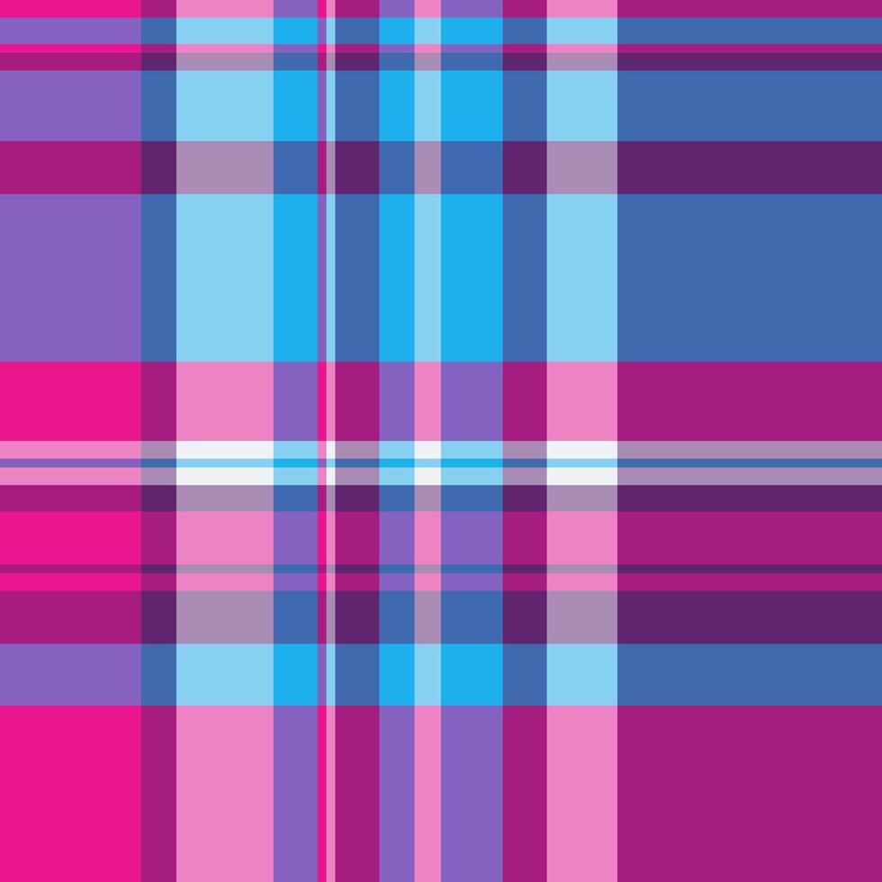 Material pattern plaid seamless, femininity fabric check textile. Romance tartan texture background in pink and blue colors. vector
