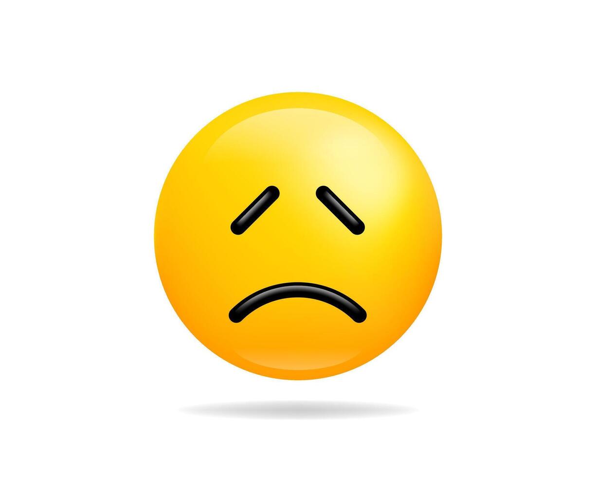 Emoji smile icon symbol. Sad face yellow cartoon character. vector