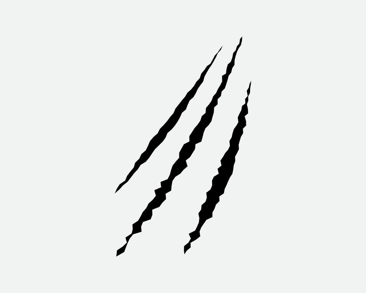Claws scratches, animal monster mark design element, tattoo and decor for halloween. Black silhouette. vector