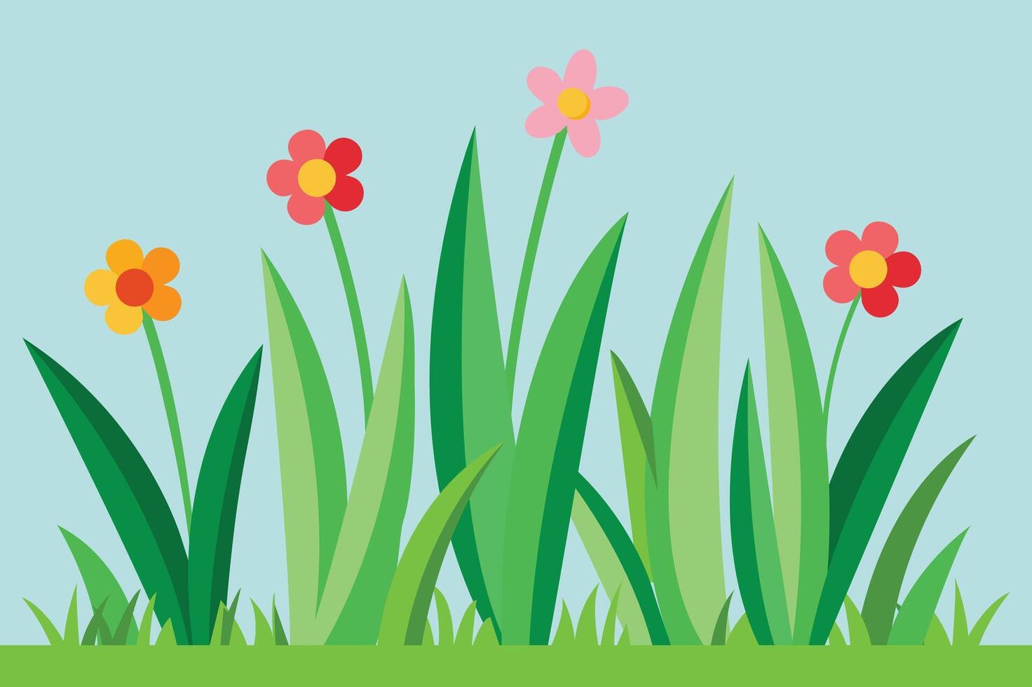 illustration of flowers in the grass vector