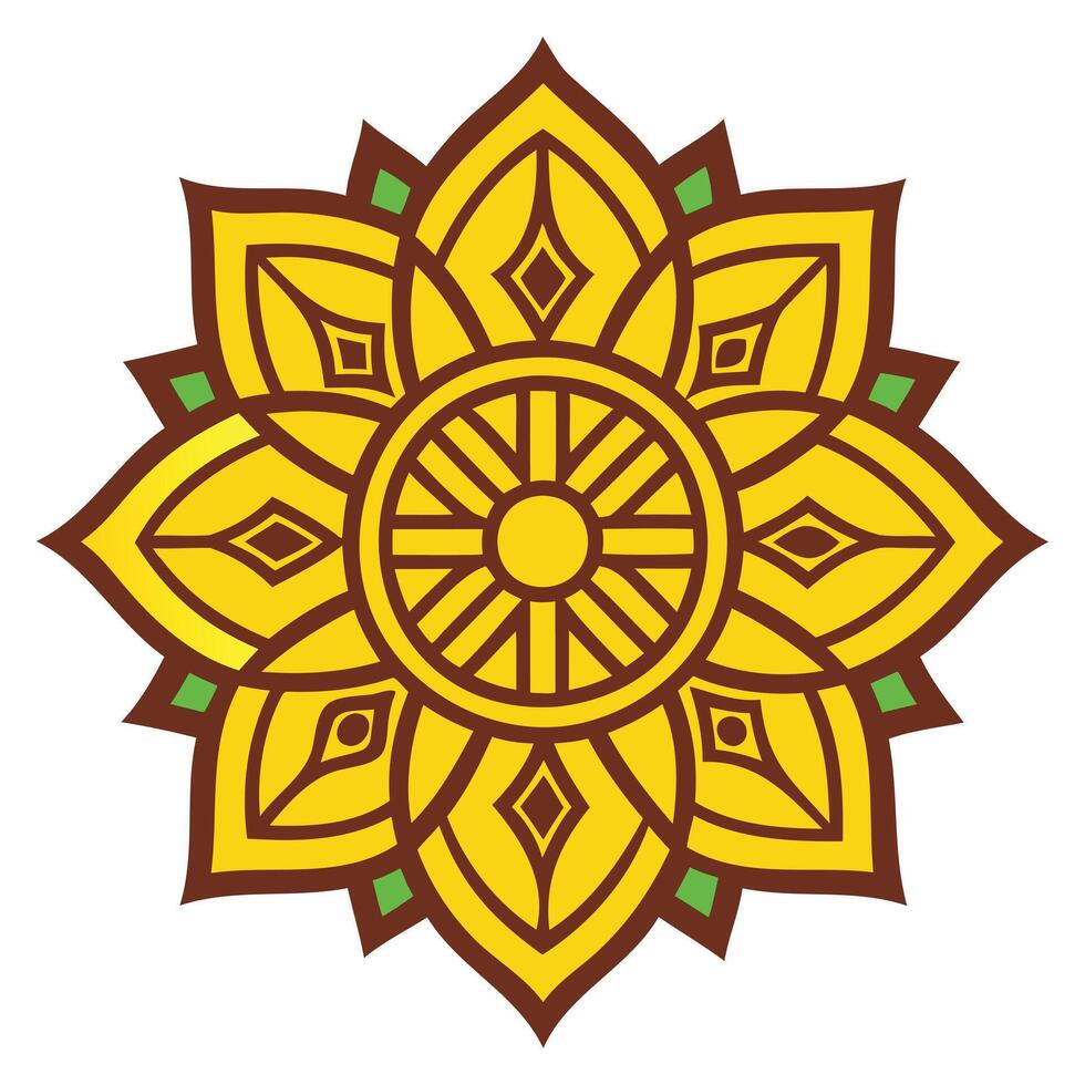 A yellow flower with a green center vector