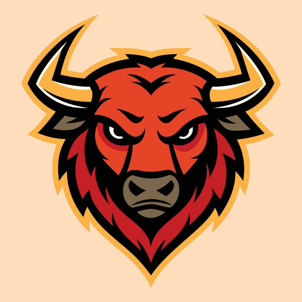 The head of a bull is shown on a beige background vector