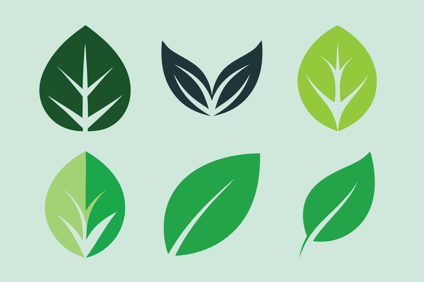 Green leaves icons set, illustration vector