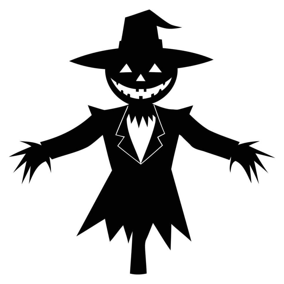 Halloween scarecrow silhouette vector