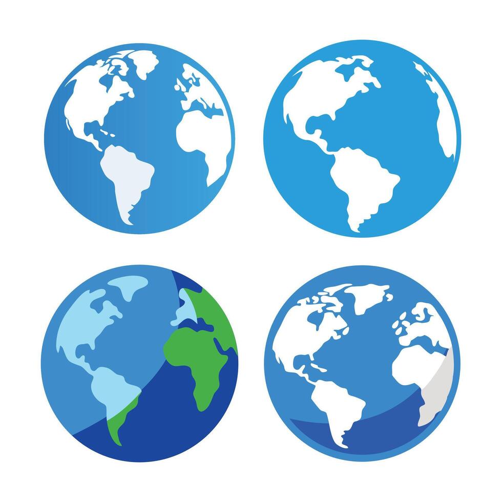 Four different earth globe icons on a white background vector