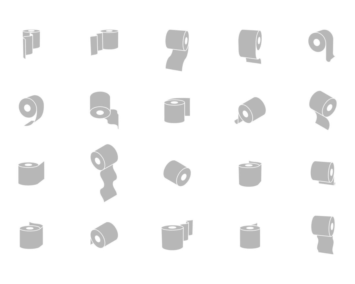 Toilet paper roll or tube icon design, template for wc. Bathroom hygiene icons, kitchen cleaning towel. Blank soft scroll product. vector