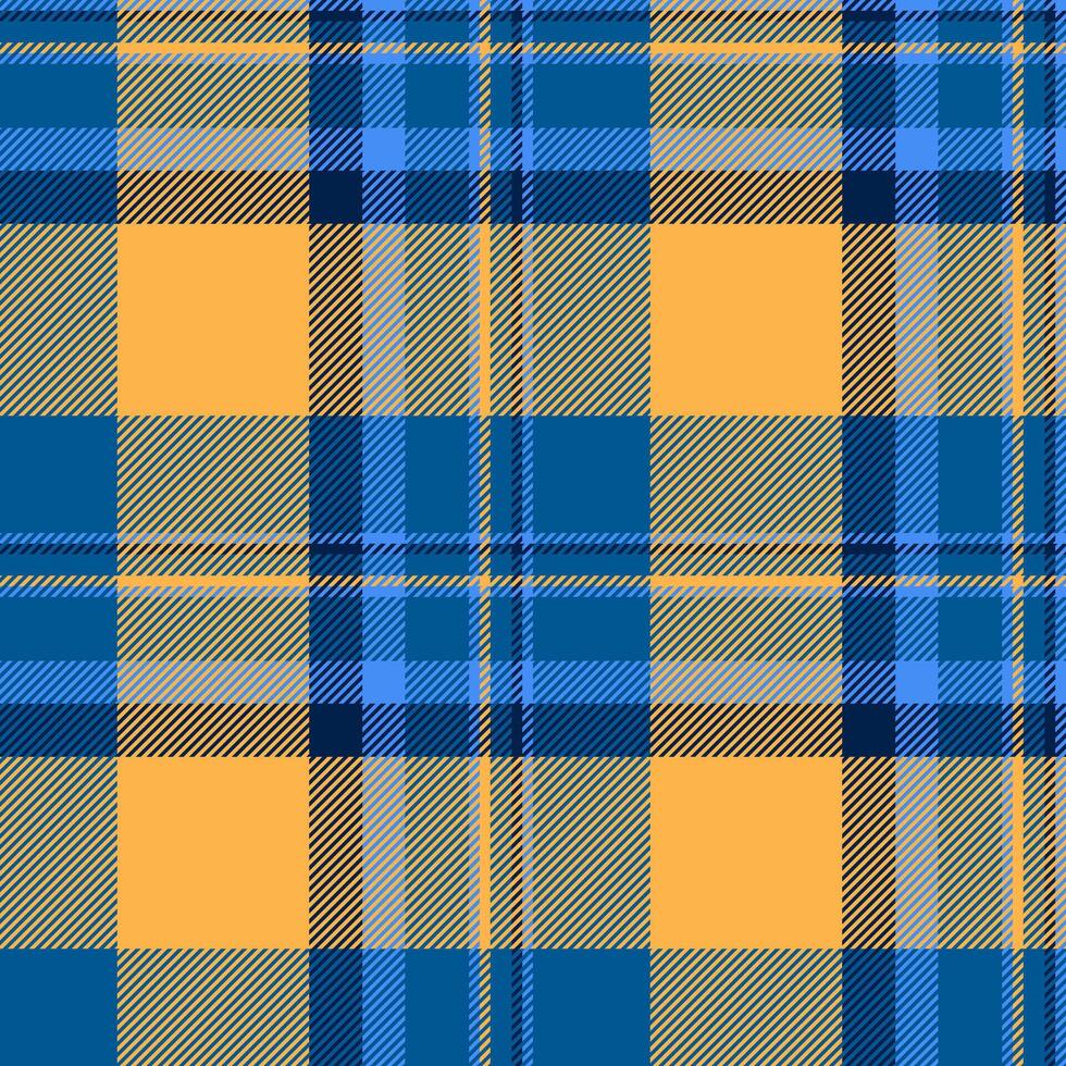 Content check tartan textile, velvet seamless background fabric. Retro pattern texture plaid in cyan and amber colors. vector