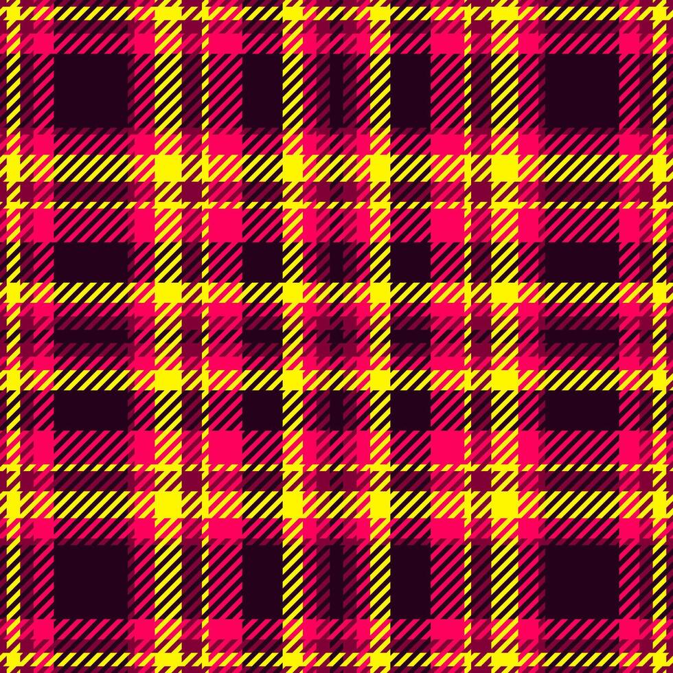 Fashioned tartan pattern textile, vogue fabric plaid. T-shirt background seamless texture check in bright and black colors. vector