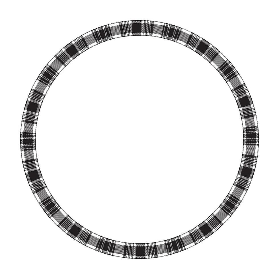 Circle borders and frames . Round border pattern geometric vintage frame design. Scottish tartan plaid fabric texture. Template for gift card, collage, scrapbook or photo album and portrait. vector