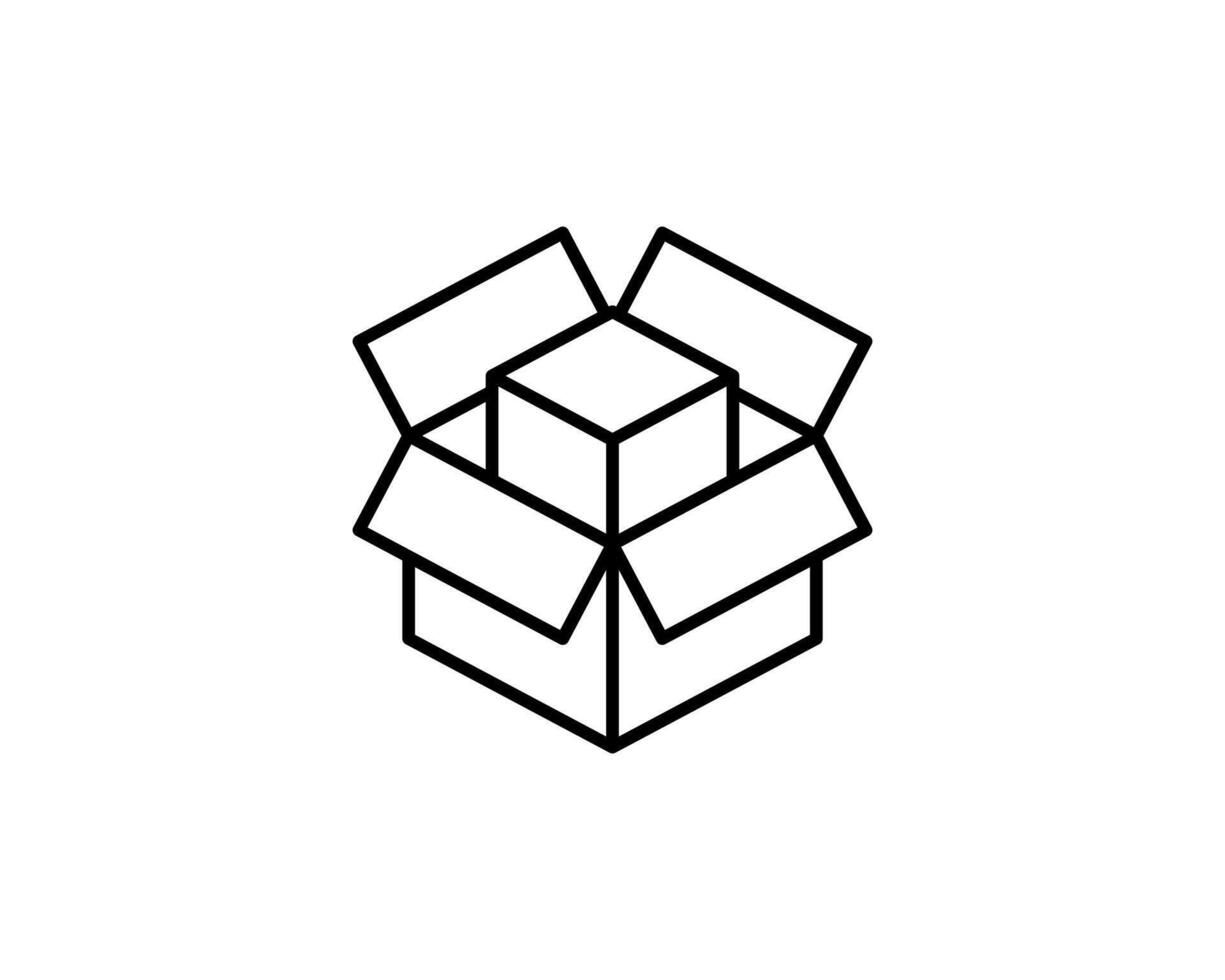 Delivery packaging icon. Cargo cardboard box icons. Carton package sign from line geometric shapes. vector
