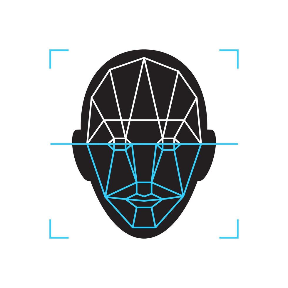 Recognition icon. Face id identity biometric verification sign. Authentication technology mobile phone, smartphone, other devices. vector
