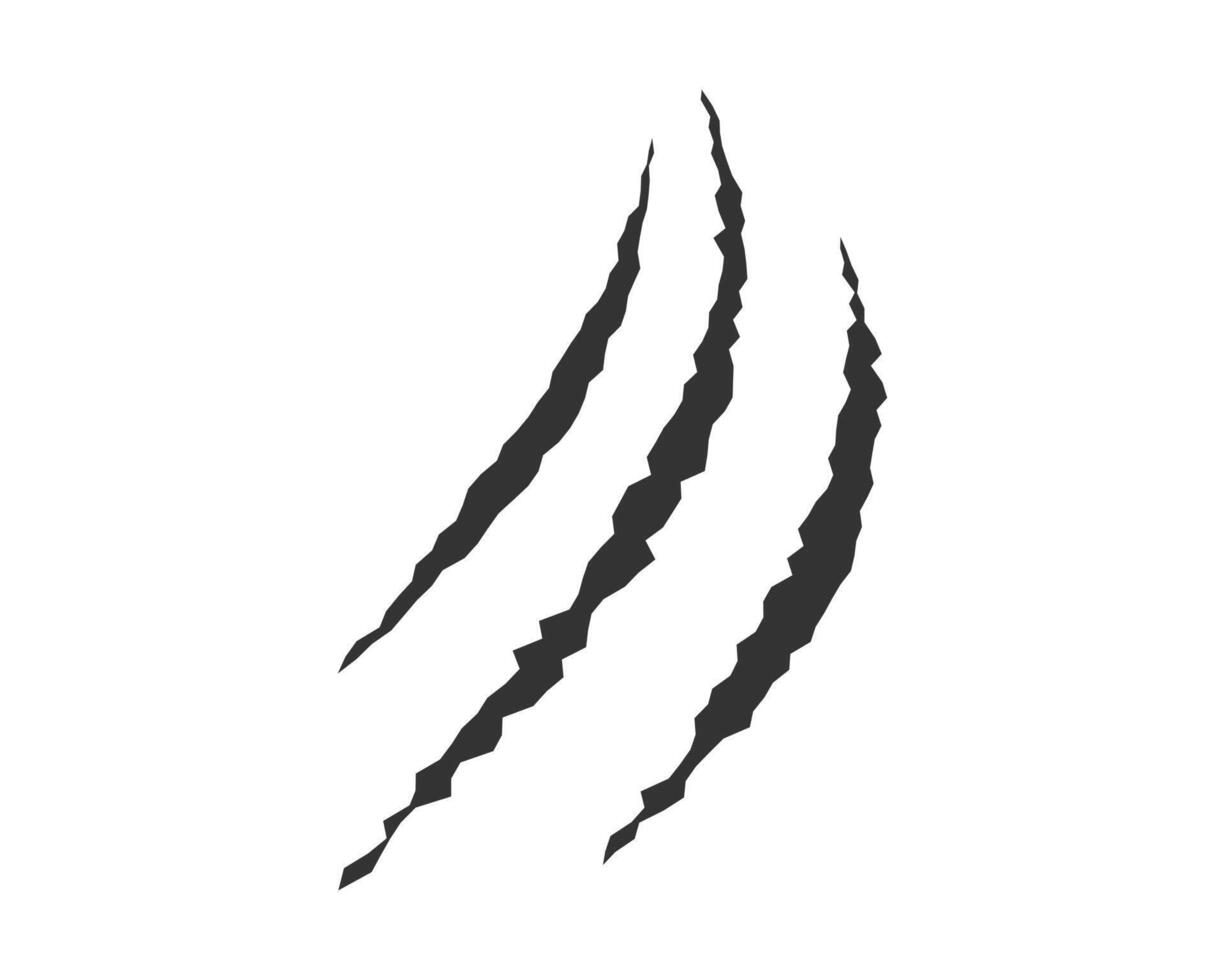 Claws scratches, animal monster mark design element, tattoo and decor for halloween. Black silhouette. vector