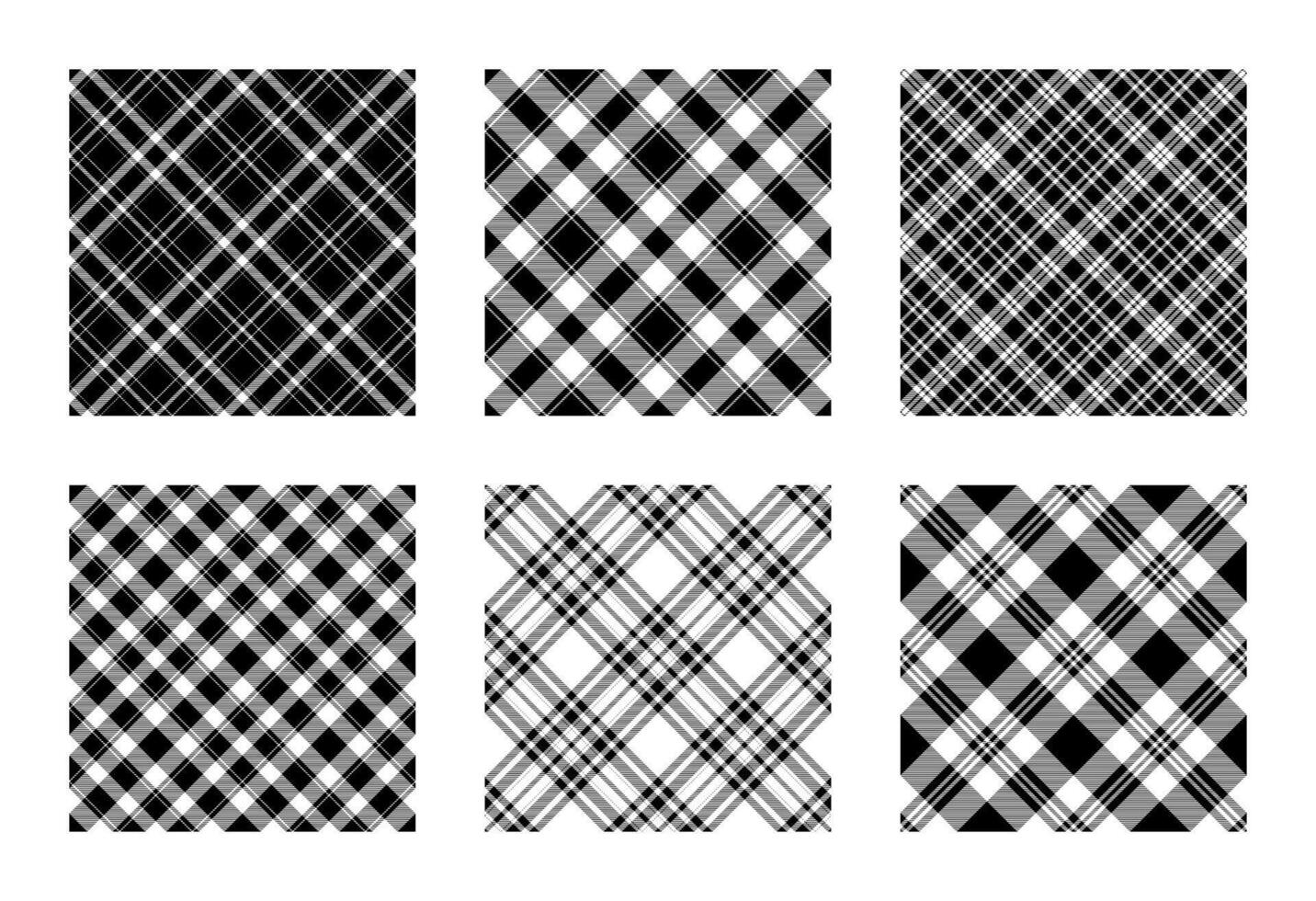 Black and white seamless pattern design. Set background, buffalo plaid fabric design. vector