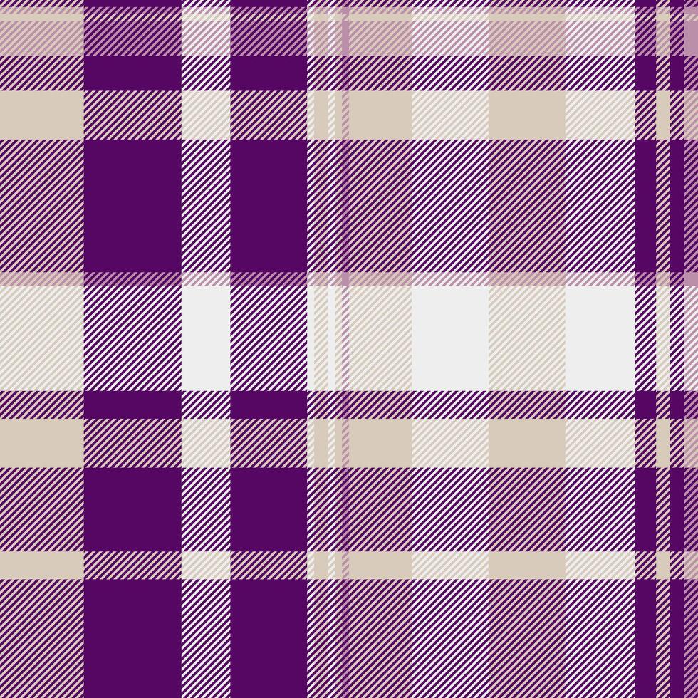 Party textile fabric, furniture seamless plaid pattern. Line check tartan texture background in deep purple and light colors. vector