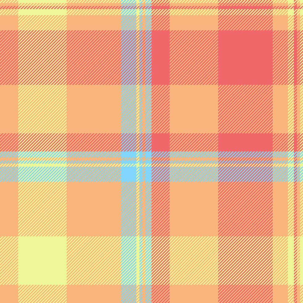 Nostalgic texture seamless textile, throw background tartan. Loft check plaid fabric pattern in orange and red colors. vector