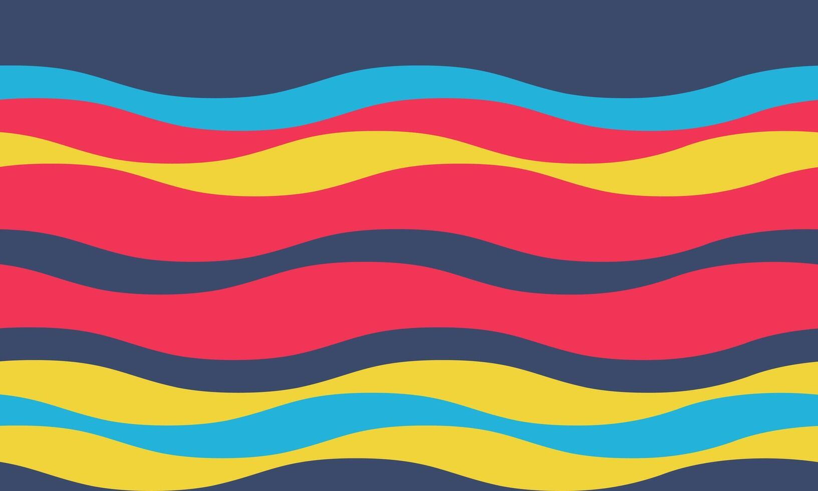 Abstract background with wavy stripes in vibrant colors, creating a rippled, liquid effect. Smooth curves and textured lines add elegance, vitality, and creativity. Ideal for wallpaper or textile. vector