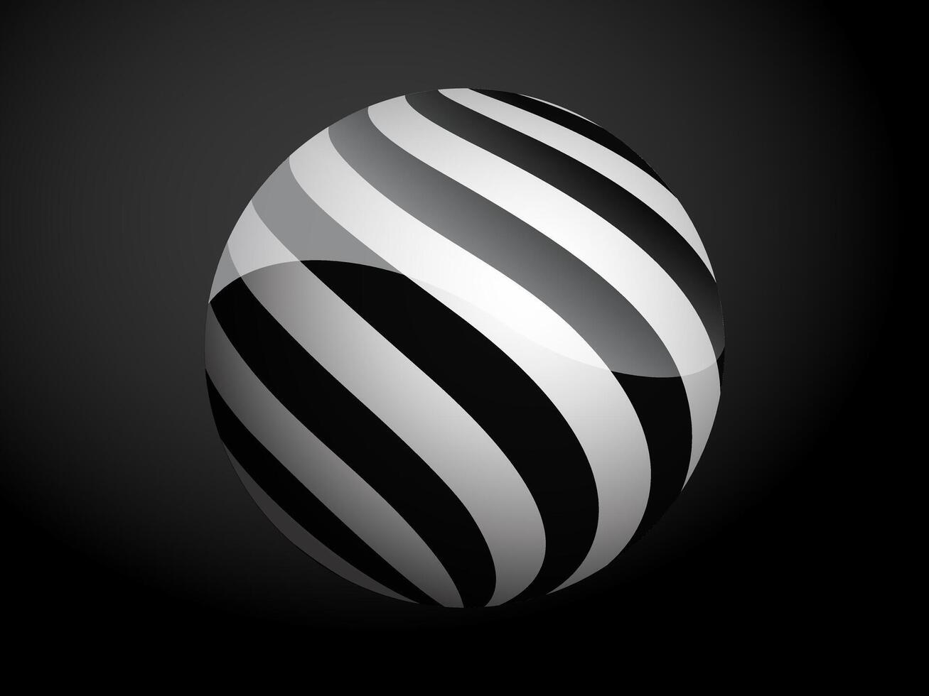 Abstract pattern cover black and white 3D ball. illustration on dark background. vector