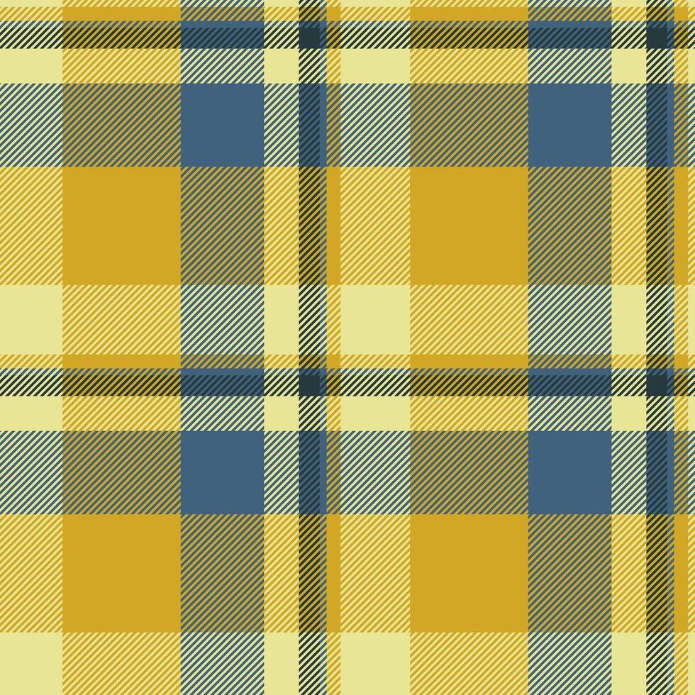 Spanish seamless tartan , editable textile plaid fabric. Volume background texture pattern check in yellow and cyan colors. vector