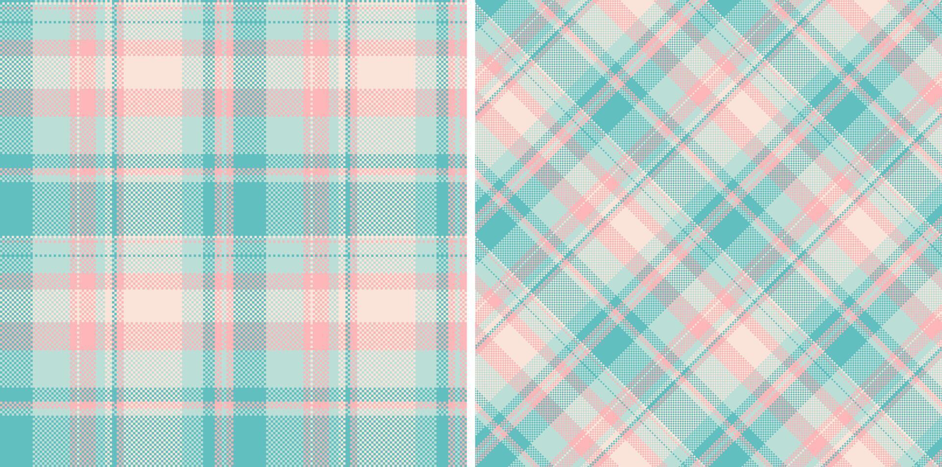 Seamless textile of tartan background fabric with a pattern plaid check texture. Set in light colors for stylish duvet cover designs. vector
