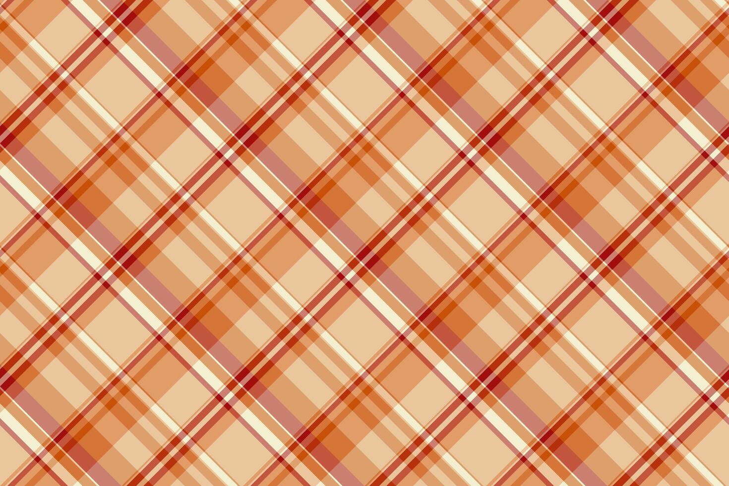 Other seamless tartan, vogue check fabric plaid. Ornament textile texture background pattern in orange and red colors. vector