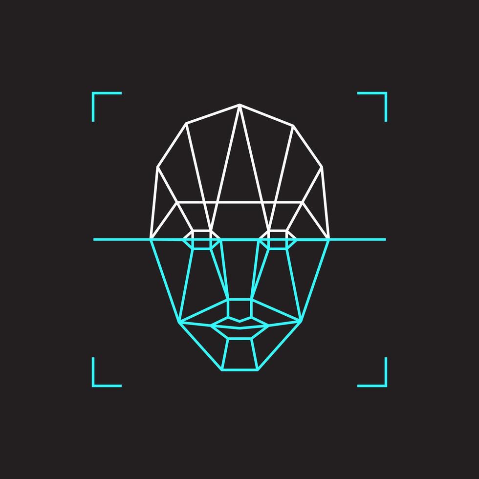 Recognition icon. Face id identity biometric verification sign. Authentication technology mobile phone, smartphone, other devices. vector