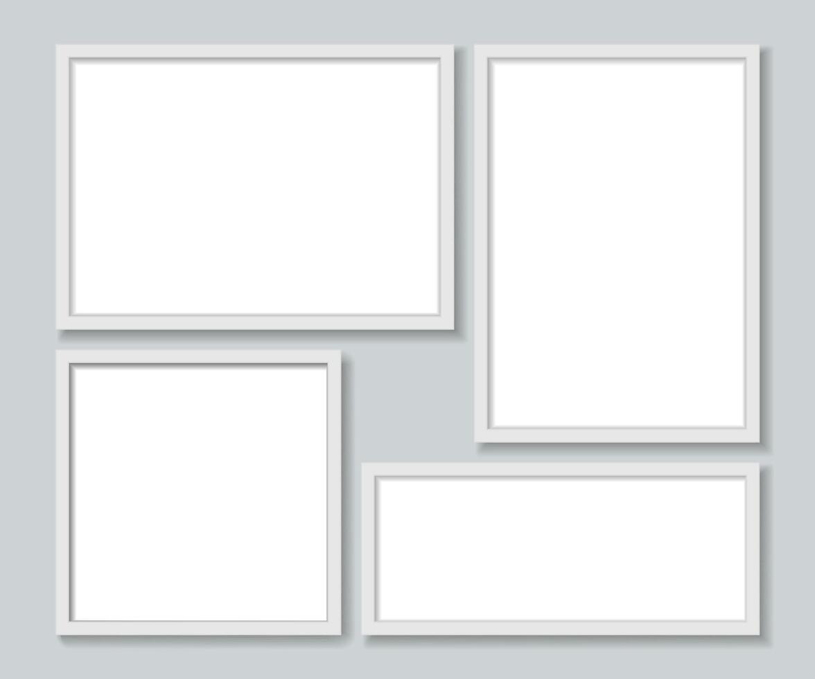 Set white photo frames template. illustration. vector