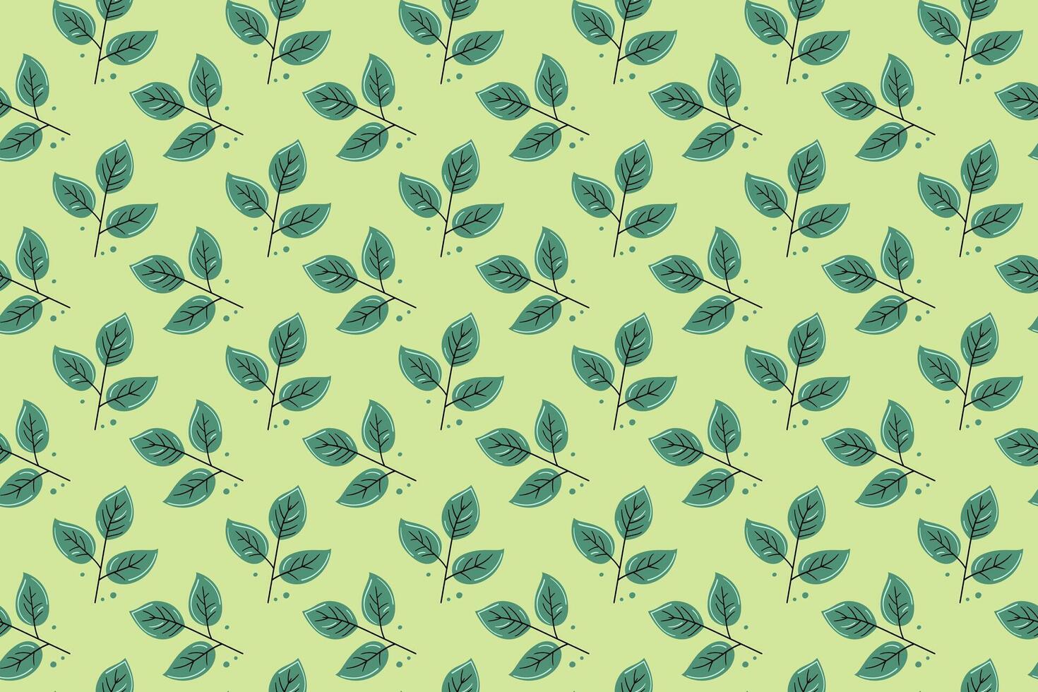 Hand drawn floral pattern design. Simple ornament with plant and leaf. vector