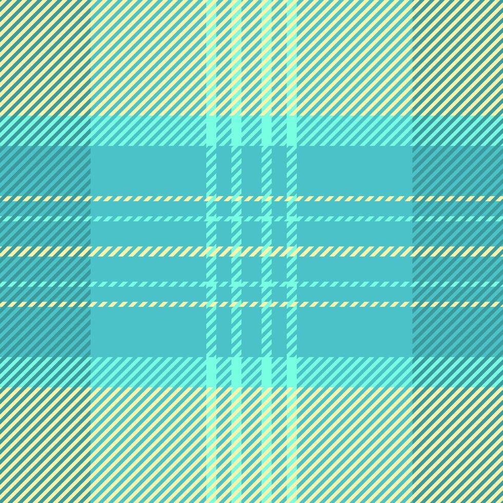 Basic check textile seamless, oriental texture tartan . Romantic background fabric plaid pattern in cyan and yellow colors. vector