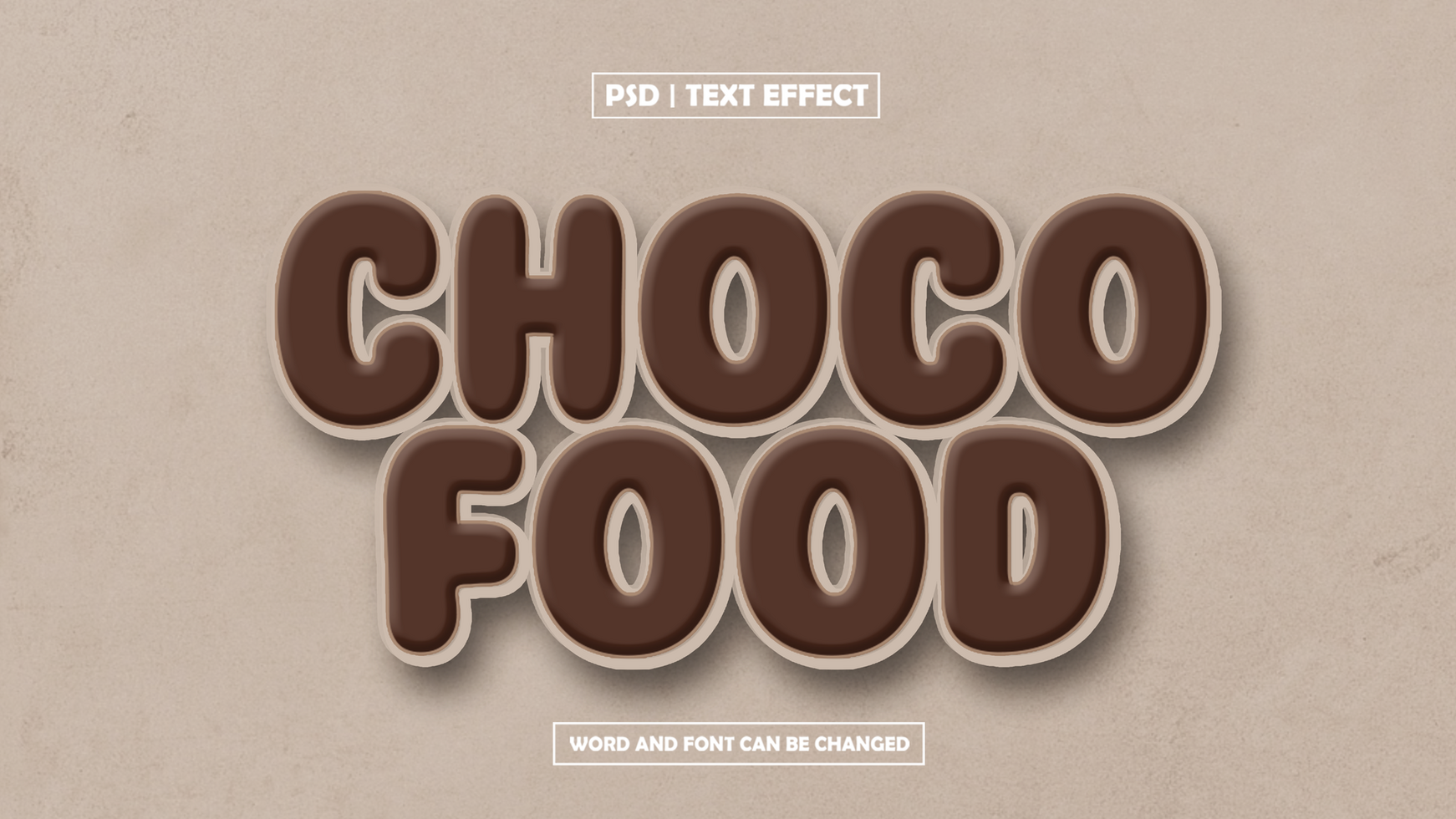 Choco Food 3D Editable Text Effect psd