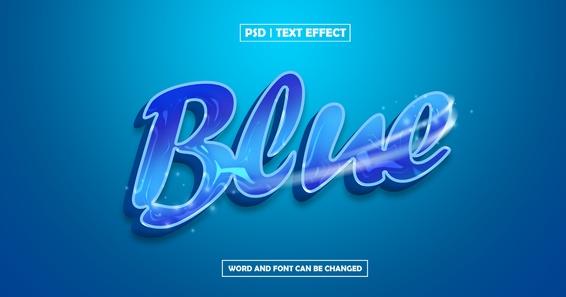 Blue 3D Editable Text Effect psd