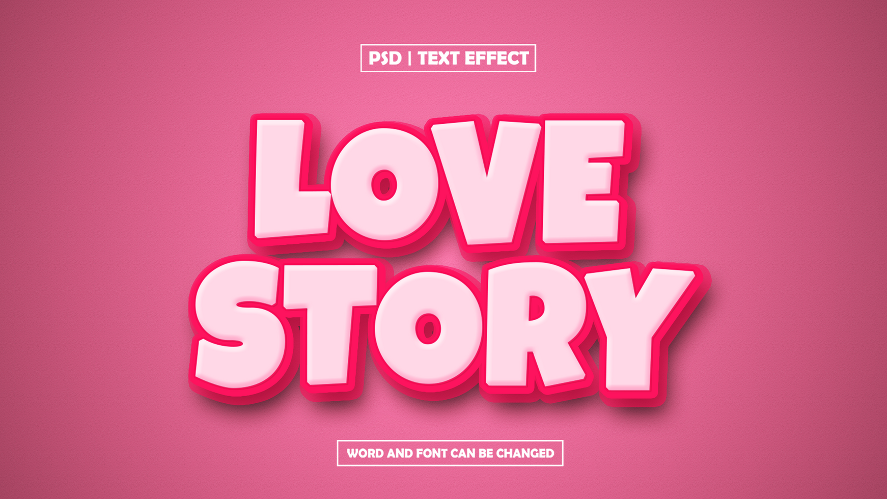 Love Story 3D Editable Text Effect psd