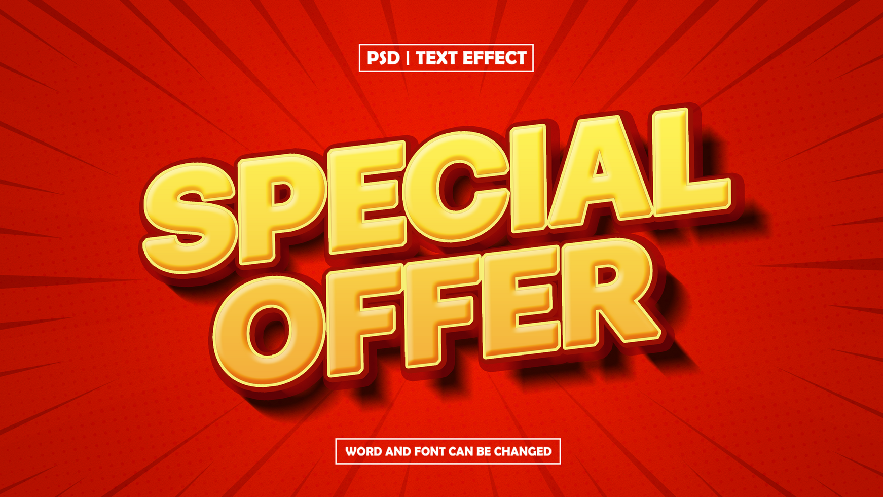 Special Offer 3D Editable Text Effect psd