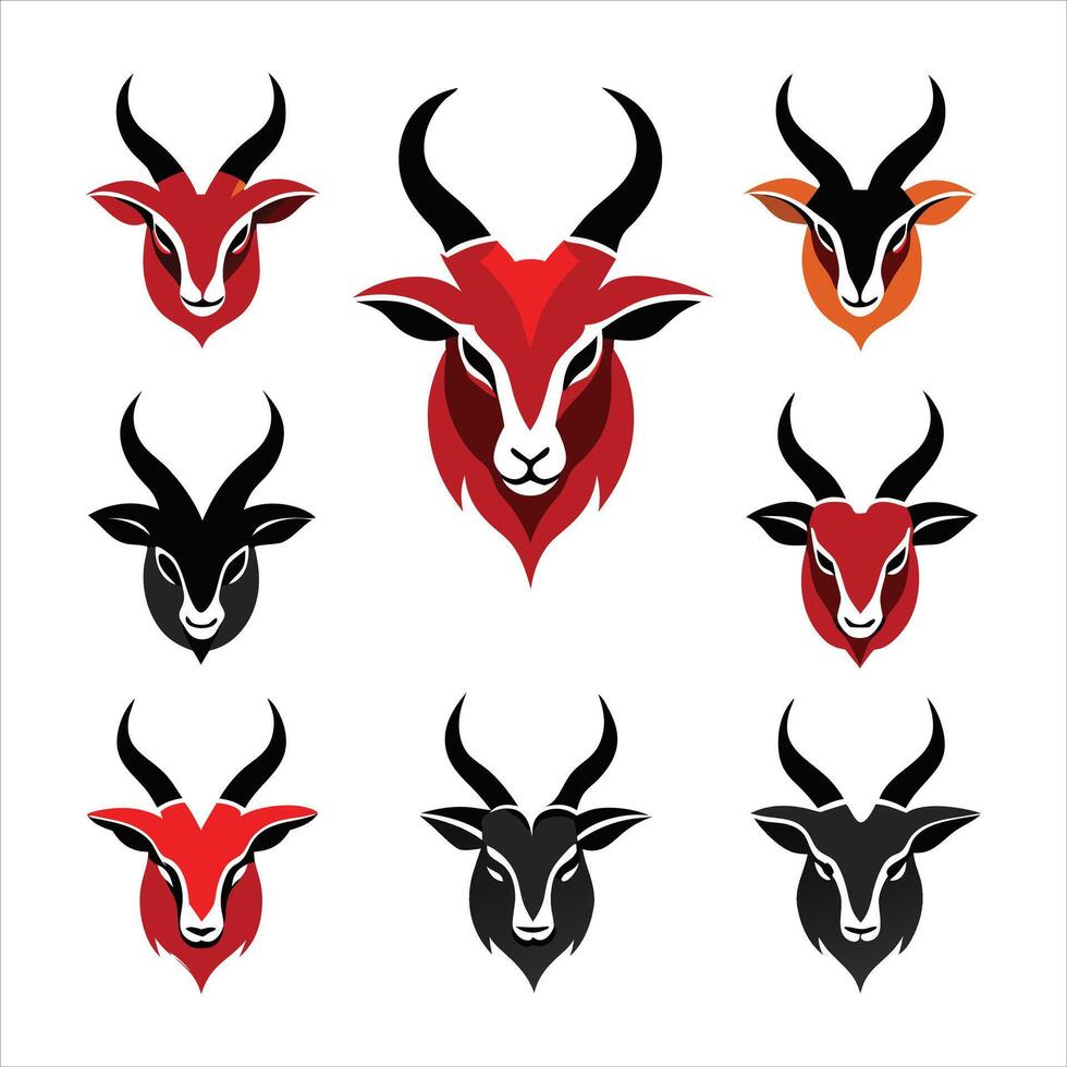 Goat head logo design set vector