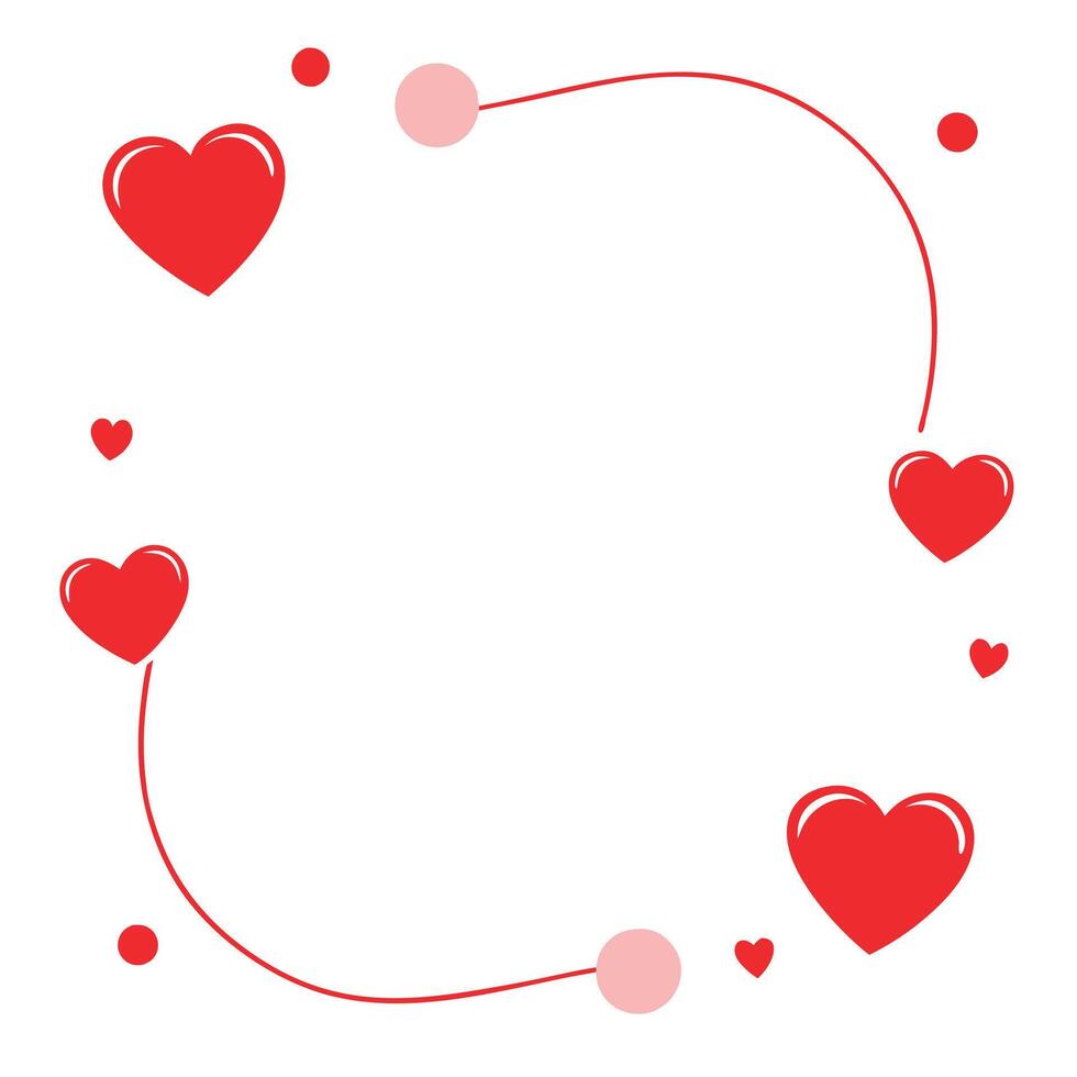 Valentine's day frame with hearts and dots vector