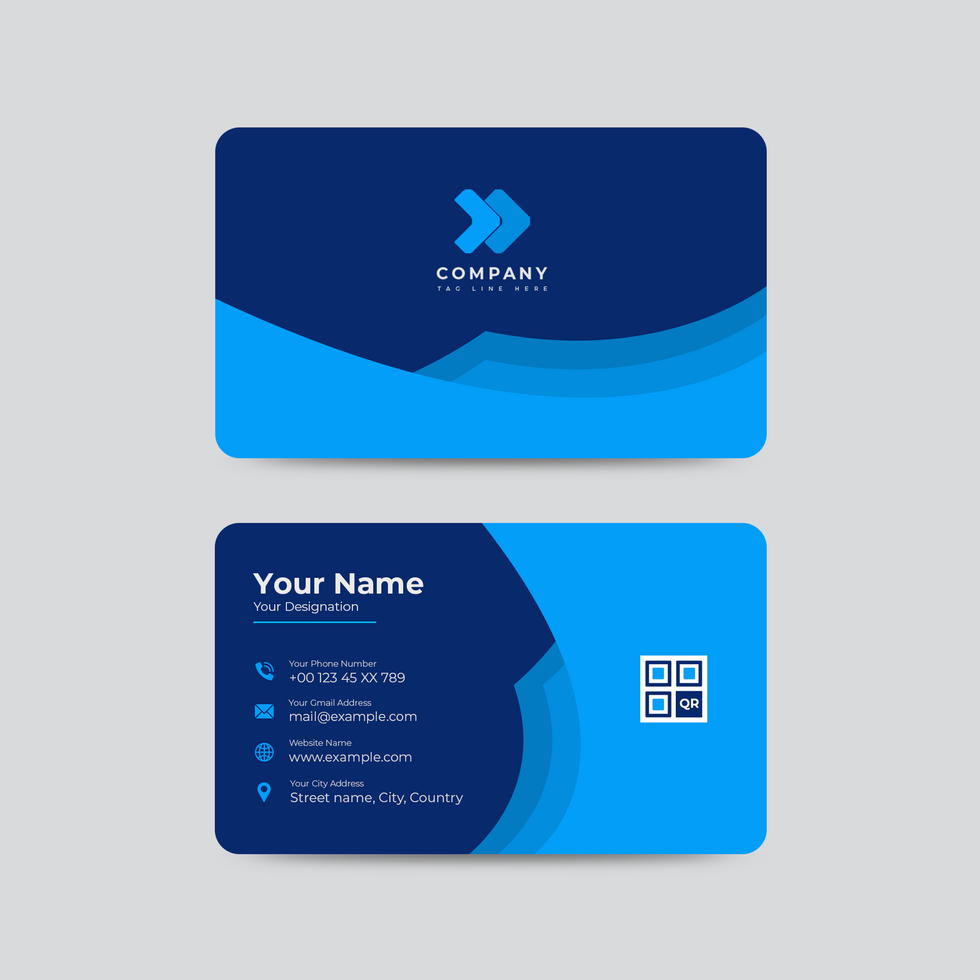 business card with blue and white design for corporate company psd