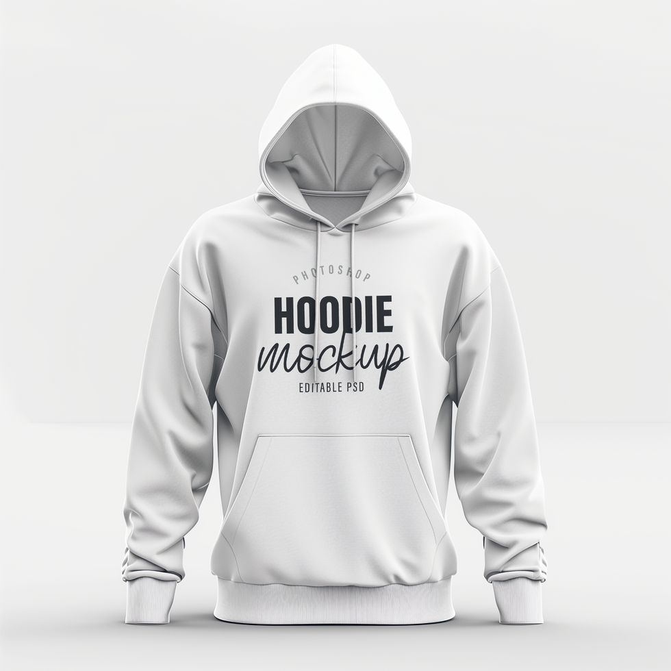 Front View Hoodie Mockup for Men with Solid Color Background psd