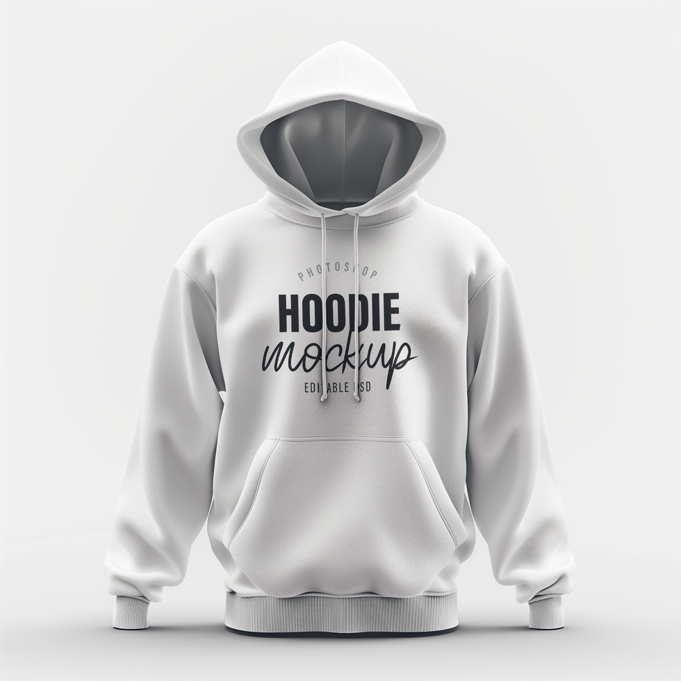 Man's hoodie mockup front view with solid color background and realistic mockup psd