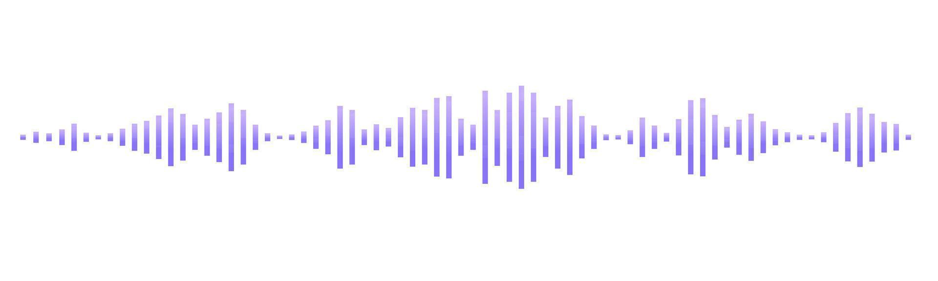 Sound wave or voice message waveform. Podcast, media record, radio signal. Decibel audio record icon isolated on white background. Equalizer line vector