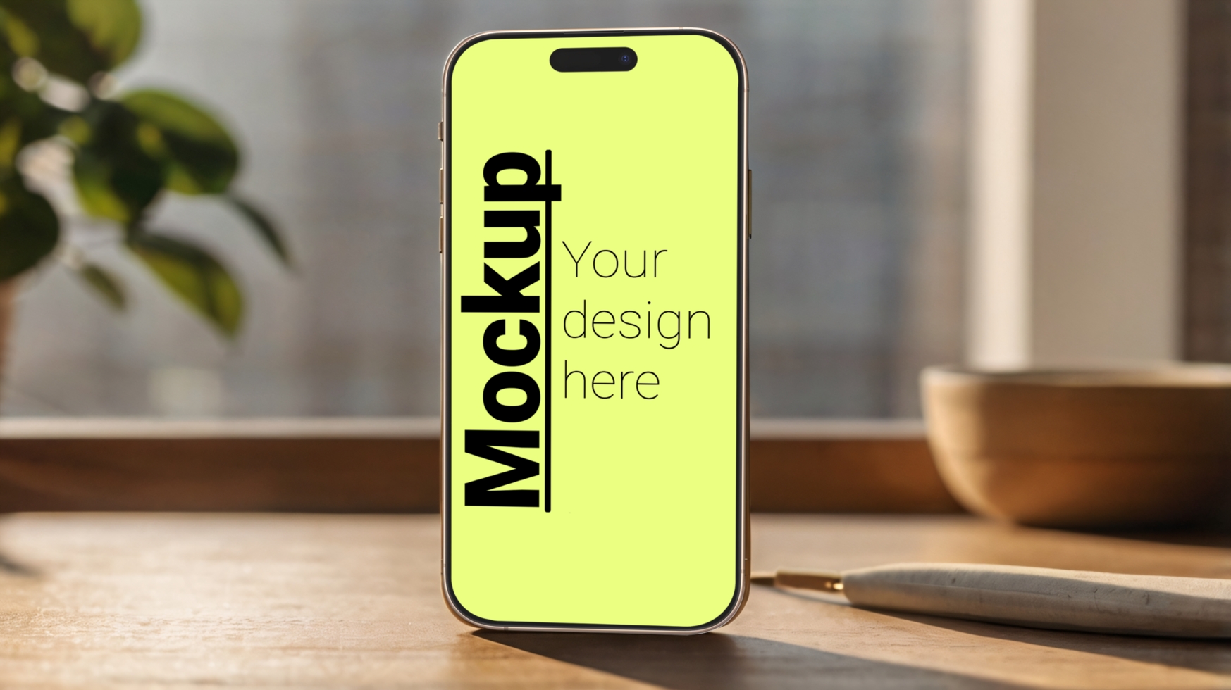 Mockup of a phone on the background of a window psd