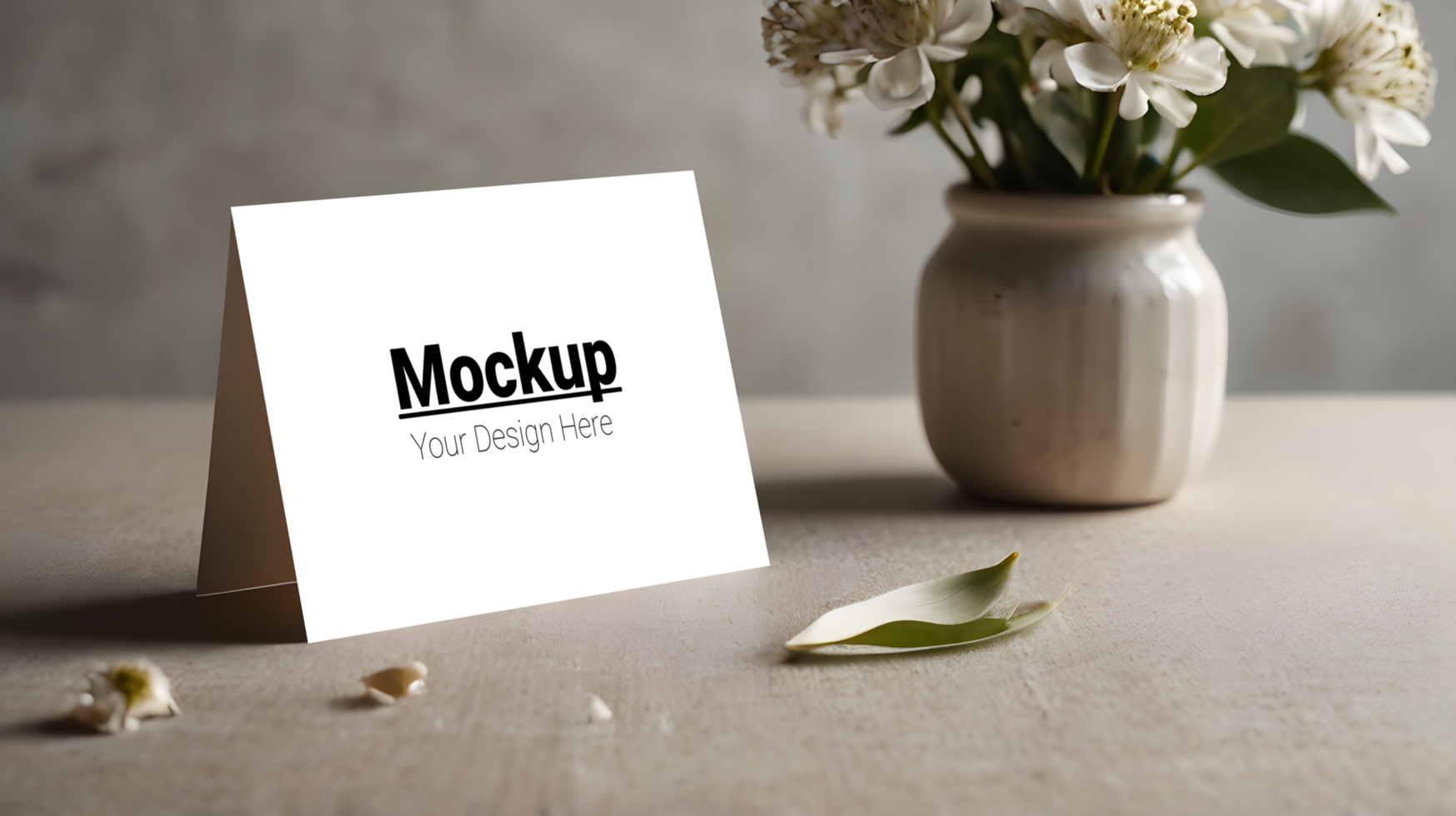 Greeting card mockup on a table psd